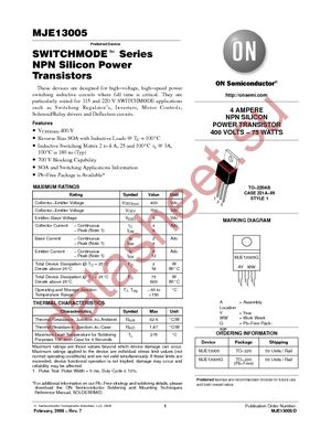 MJE13005G datasheet  